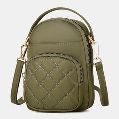 Women’s Quilted Mini Phone Crossbody Bag – Multi-Pocket Design with Adjustable Shoulder Strap