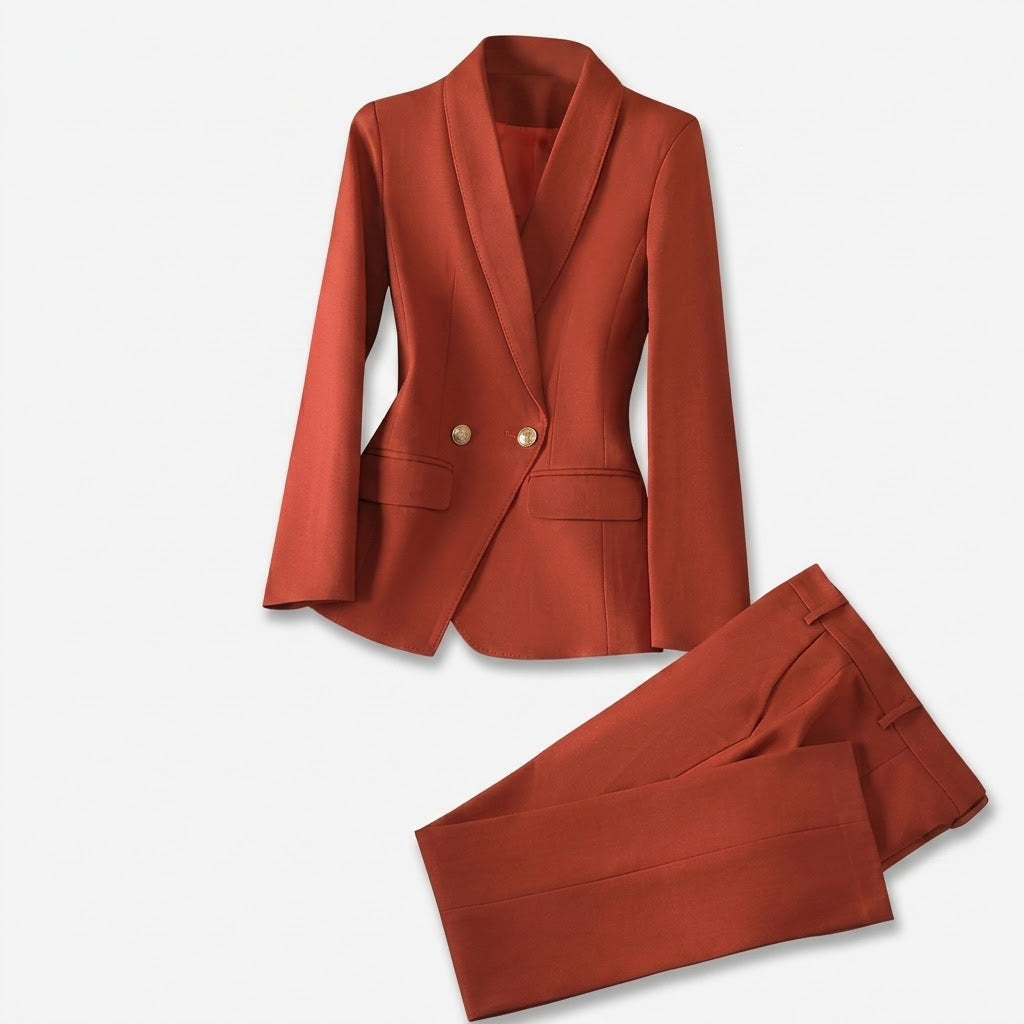 Women’s Structured Trouser Suit – Tailored Blazer Set for Business and Evening Wear