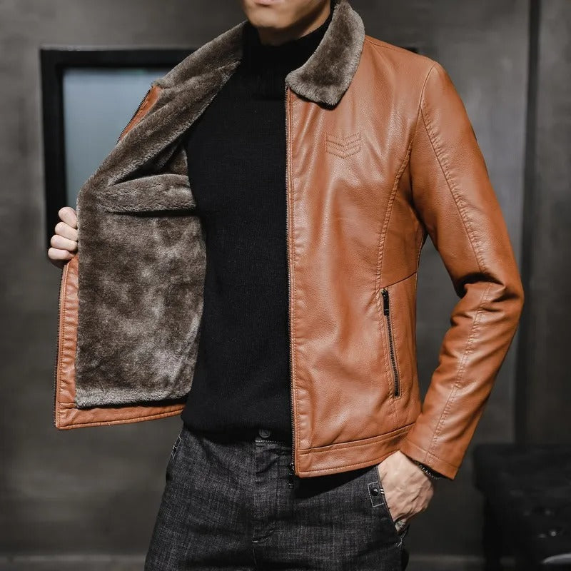 Men’s Faux-Fur Collar Jacket – Windproof Winter Layer for Cold-Weather Everyday Wear