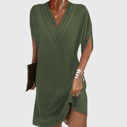 Women’s Relaxed V-Neck Mini Dress – Airy Summer Shift for Holidays and Everyday Wear