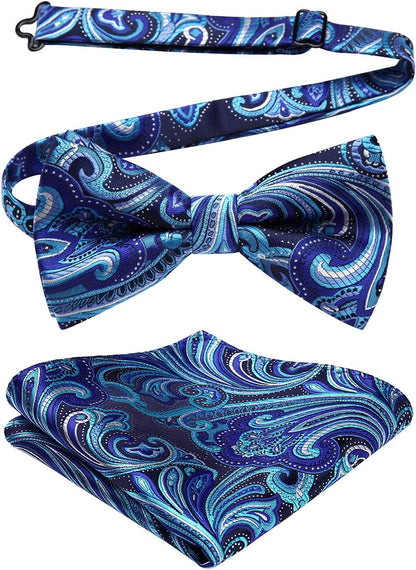 Men’s Paisley Bow Tie Set – Refined Formal Accessories for Weddings and Events