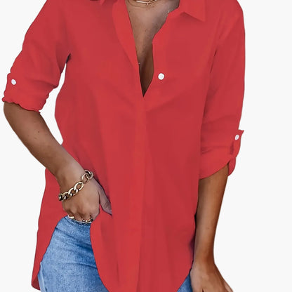 Women’s Relaxed Shirt Blouse – Classic Collar with Button Front