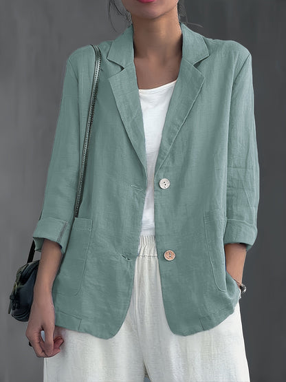 Women’s Relaxed Blazer – Two-Button Front with Roll-Up Sleeves