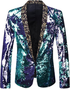 Men’s Sequin Shawl-Lapel Blazer – Statement Evening Jacket for Parties and Events