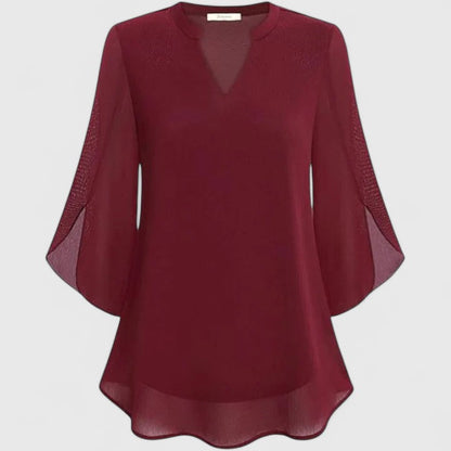 Women’s Elegant Blouse – Flowing V-Neck Blouse with Wide Flared Sleeves