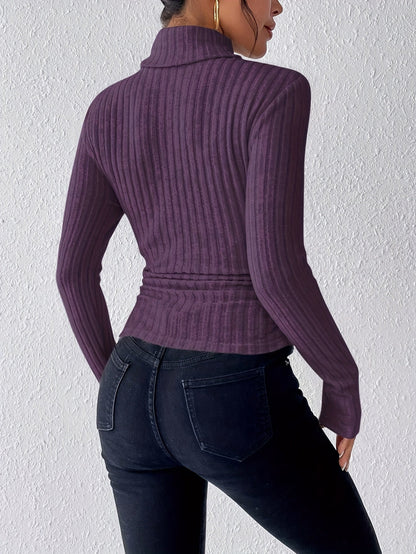 Women’s Roll-Neck Jumper – Ribbed Knit with Slim Fit