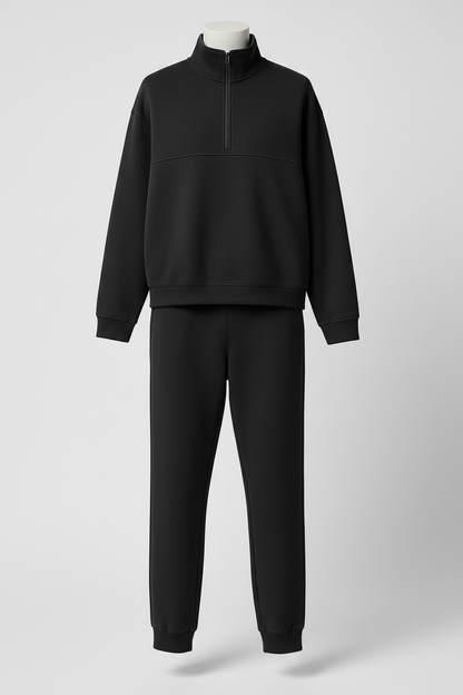 Women’s Cotton Lounge Set – Half-Zip Sweatshirt and Jogger Trousers for Travel and Everyday Comfort