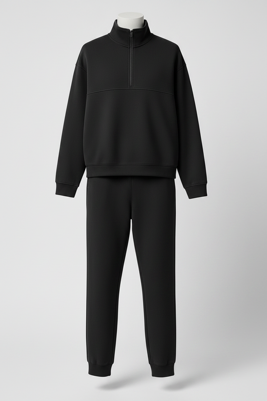 Women’s Cotton Lounge Set – Half-Zip Sweatshirt and Jogger Trousers for Travel and Everyday Comfort