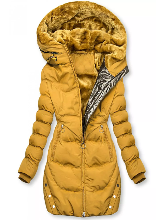 Women’s Plush-Lined Puffer Coat – Fitted Hooded Layer for Deep Winter Wear