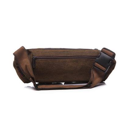 Men’s Vintage Canvas Waist Bag – Multi-Pocket Utility Hip Pack with Adjustable Crossbody Strap
