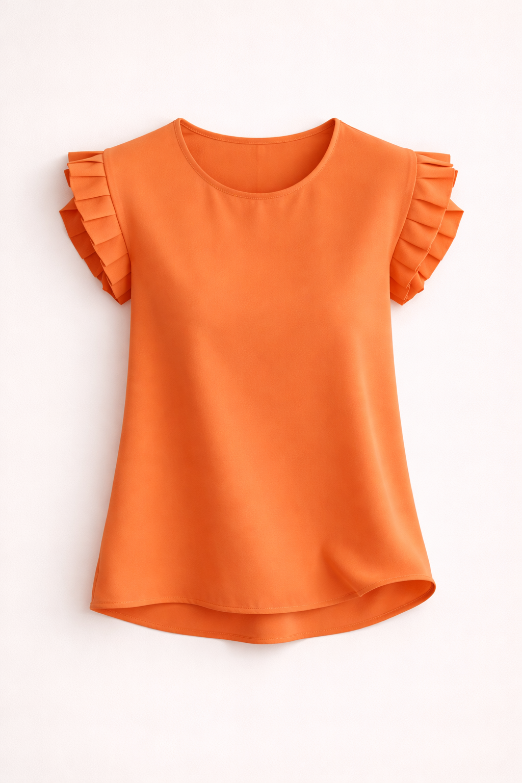 Women’s Short-Sleeve Blouse – Tiered Ruffle Sleeves with Round Neck