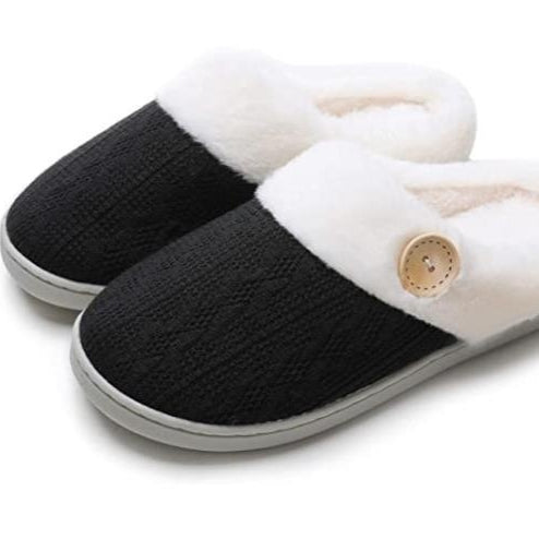 Women's Shearling-Collar Platform Clog Slippers