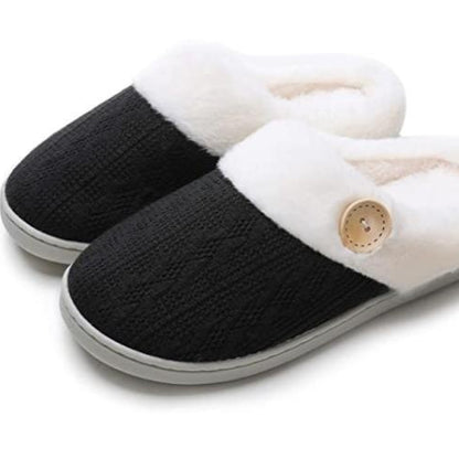 Women's Shearling-Collar Platform Clog Slippers