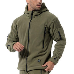 Men’s Hooded Fleece Jacket – Warm Multi-Pocket Outdoor Layer for Hiking and Everyday Wear