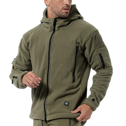 Men’s Hooded Fleece Jacket – Warm Multi-Pocket Outdoor Layer for Hiking and Everyday Wear