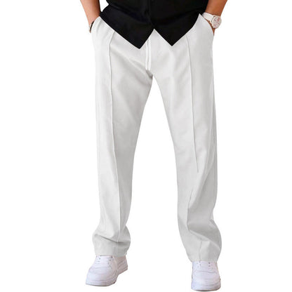Men’s Pleated Wide-Leg Trousers – Lightweight Relaxed Pants for Everyday Wear