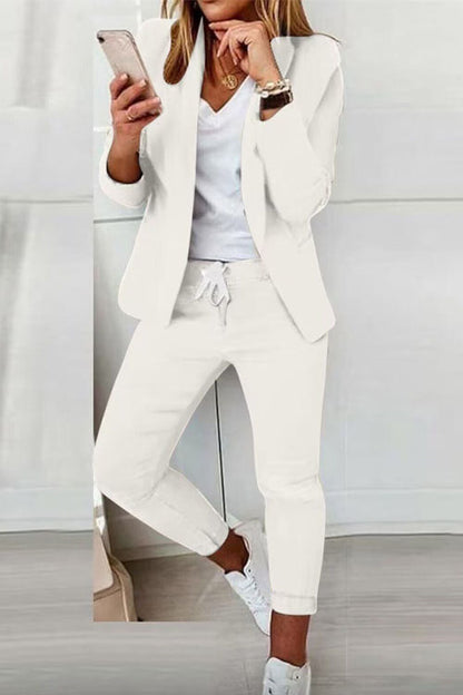Women’s Two-Piece Set – Blazer with Drawstring Trousers
