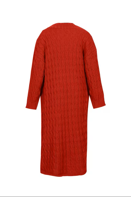 Women’s Long Cardigan – Ribbed V-Neck Longline Cardigan