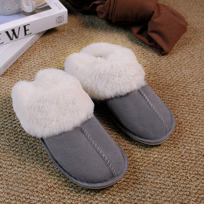 Women's Suede-Look Faux Fur Lined Platform Clog Slippers