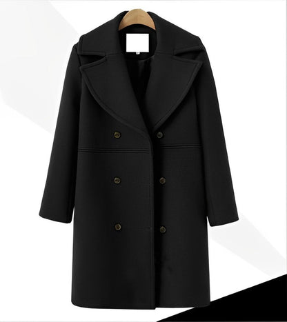 Women’s Double-Breasted Long Wool Coat – Tailored Winter Layer for Smart Everyday Wear