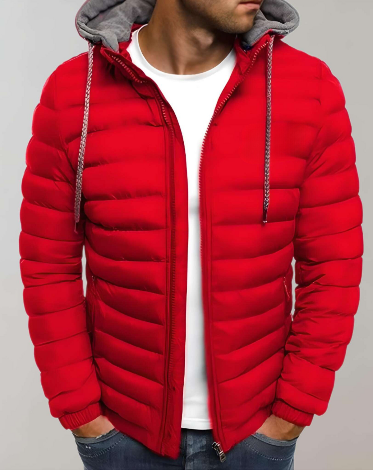 Men’s Lightweight Hooded Puffer Jacket – Quilted Zip Layer for Transitional Wear