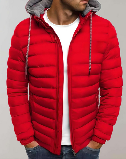 Men’s Lightweight Hooded Puffer Jacket – Quilted Zip Layer for Transitional Wear