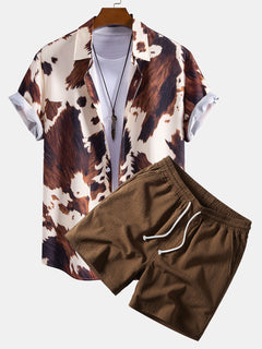 Men’s Statement Summer Co-Ord – Button Shirt with Crinkle Drawstring Shorts