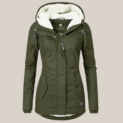 Women’s Parka – Teddy-Lined Hooded Coat with Two-Way Zip