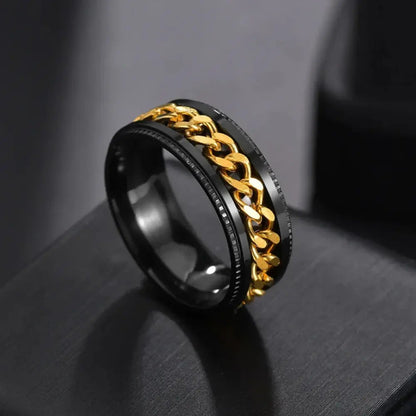 Men’s Roman Numeral Spinner Ring – Textured Statement Jewellery for Everyday Wear