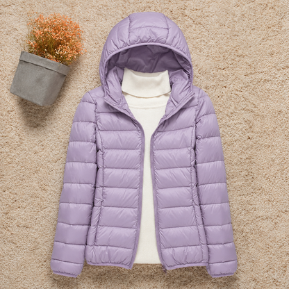Men’s Lightweight Down Jacket – Packable Hooded Puffer with Zip Pockets