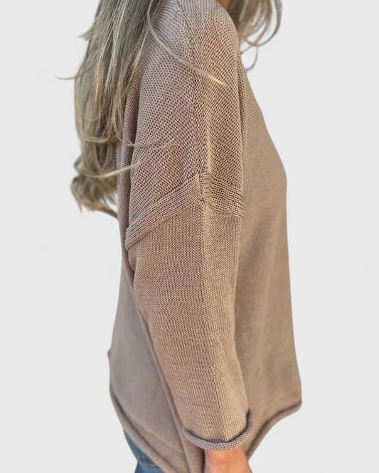 Women’s Knitted Jumper – Deep V-Neck Fine-Knit Jumper with Chest Pocket