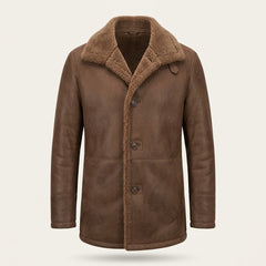 Men’s Plush-Lined Longline Winter Coat – Warm Button-Front Layer for Smart Casual Cold-Weather Wear
