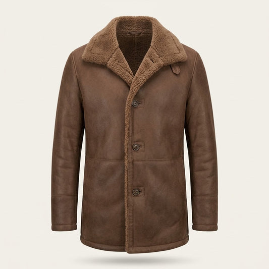 Men’s Plush-Lined Longline Winter Coat – Warm Button-Front Layer for Smart Casual Cold-Weather Wear
