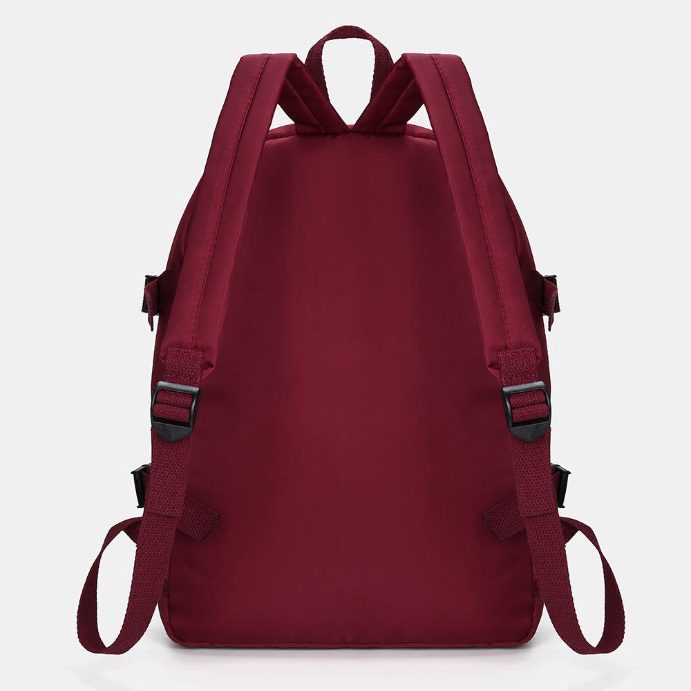 Women’s Multi-Pocket Nylon Backpack – Casual School Bag with Front Utility Pouches and Adjustable Straps