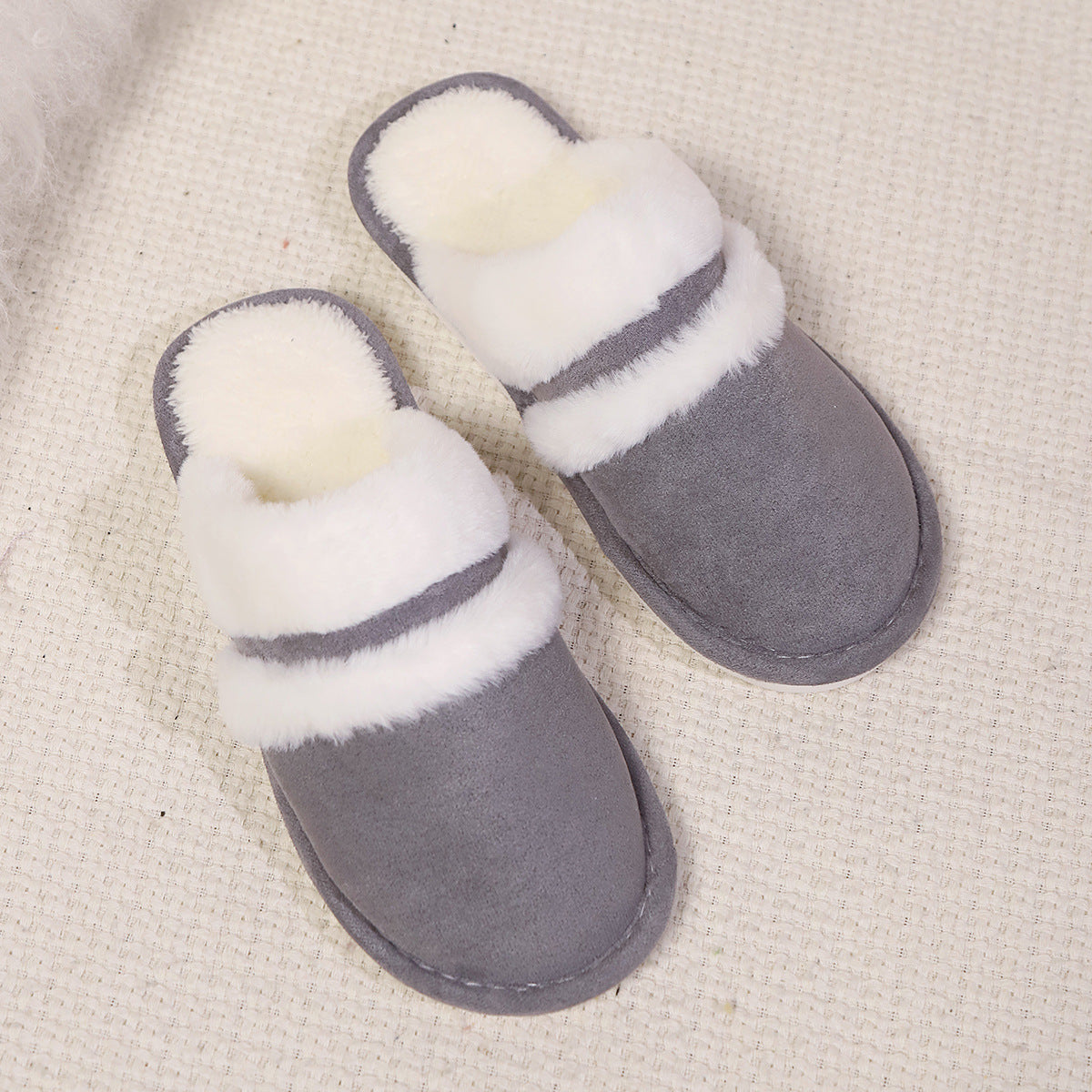 Women's Faux Fur Lined Thick-Sole Platform Clog Slippers - Beige