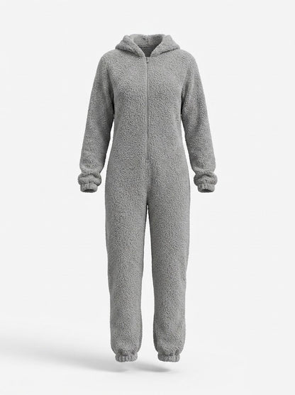 Women’s Hooded Fleece Onesie – Cosy Zip-Up Winter Loungewear for Cold Nights