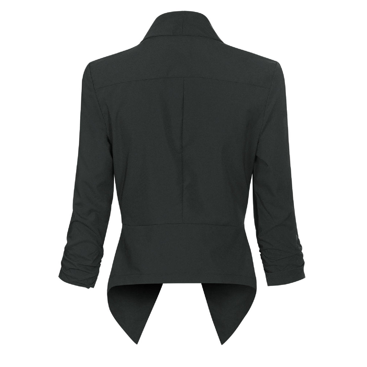 Women’s Open-Front Blazer – Ruched-Sleeve Smart Layer for Office and Occasion Wear