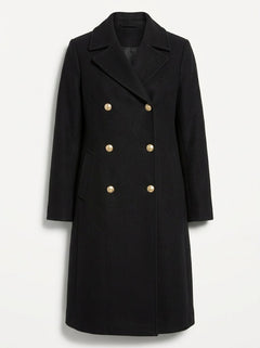 Women’s Double-Breasted Longline Coat – Tailored Lapel Overcoat with Pockets for Work and Occasion Wear