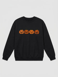 Women’s Halloween Pumpkin Graphic Sweatshirt – Relaxed Long-Sleeve Pullover for Cosy Autumn Wear
