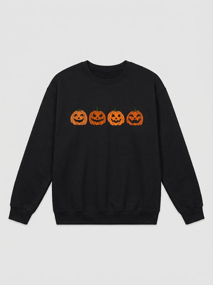 Women’s Halloween Pumpkin Graphic Sweatshirt – Relaxed Long-Sleeve Pullover for Cosy Autumn Wear