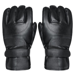 Men’s USB Heated Winter Motorcycle Gloves – Waterproof Touchscreen PU-Leather Thermal Riding Gloves with Adjustable Wrist Straps