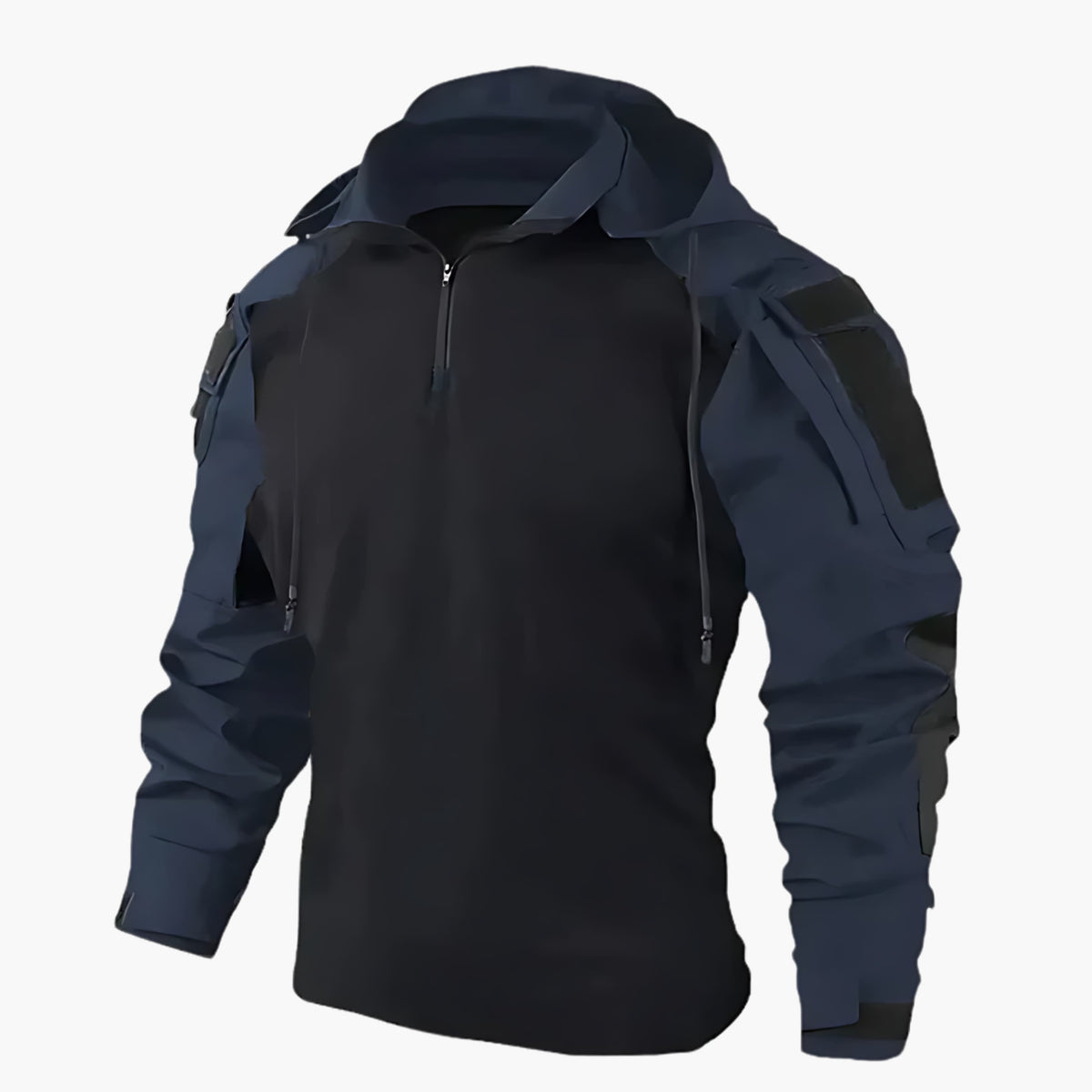 Men’s Windbreaker – Hooded Half-Zip Jacket with Upper-Arm Pockets