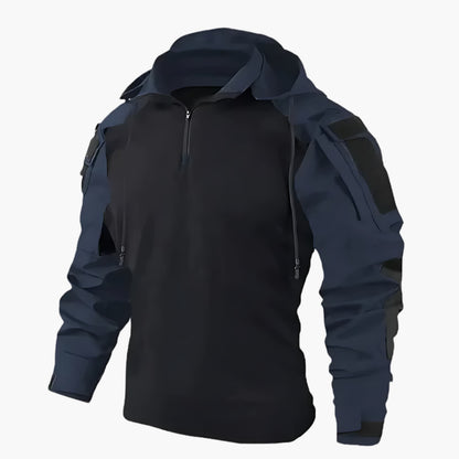 Men’s Windbreaker – Hooded Half-Zip Jacket with Upper-Arm Pockets