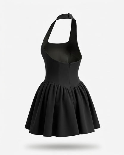 Women’s Halter Neck Fit-and-Flare Mini Dress – Elegant Occasion Style for Chic Evenings