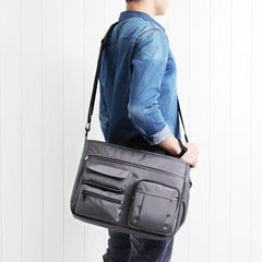 Men’s Multi-Pocket Nylon Laptop Messenger Bag – Spacious Crossbody Work Bag with Organised Compartments