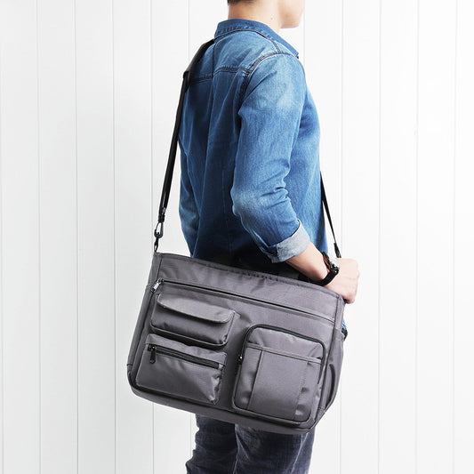 Men’s Multi-Pocket Nylon Laptop Messenger Bag – Spacious Crossbody Work Bag with Organised Compartments