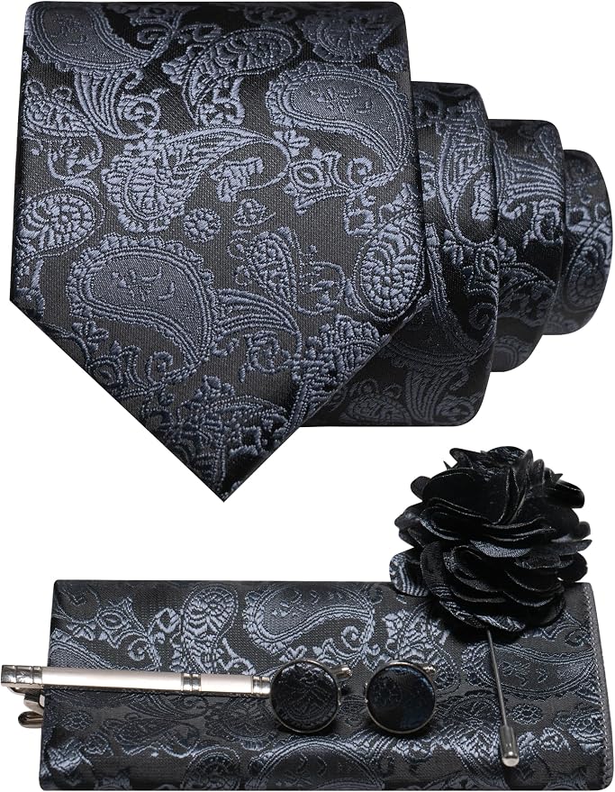 Men’s Paisley Tie Accessory Set – Coordinated Formal Essentials for Weddings and Events