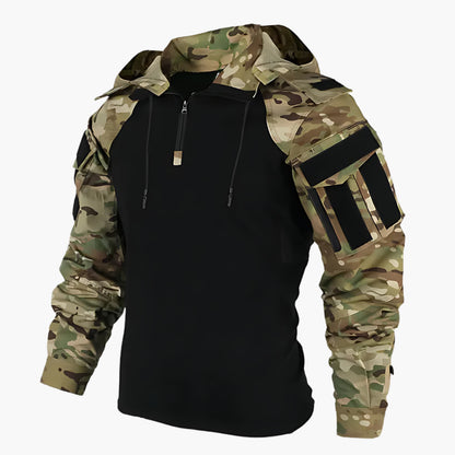 Men’s Windbreaker – Hooded Half-Zip Jacket with Upper-Arm Pockets
