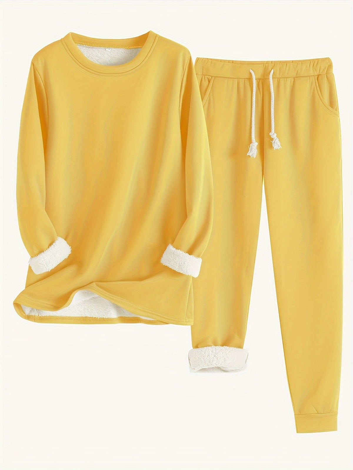 Women’s Fleece-Lined Sweatshirt and Jogger Set – Cosy Two-Piece Winter Lounge Outfit