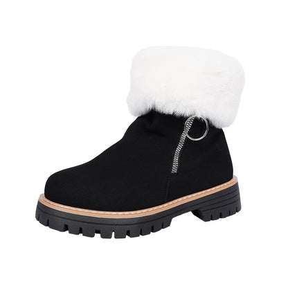 Women's Faux Fur Lined Platform Thick-Sole Chunky Chelsea Boots